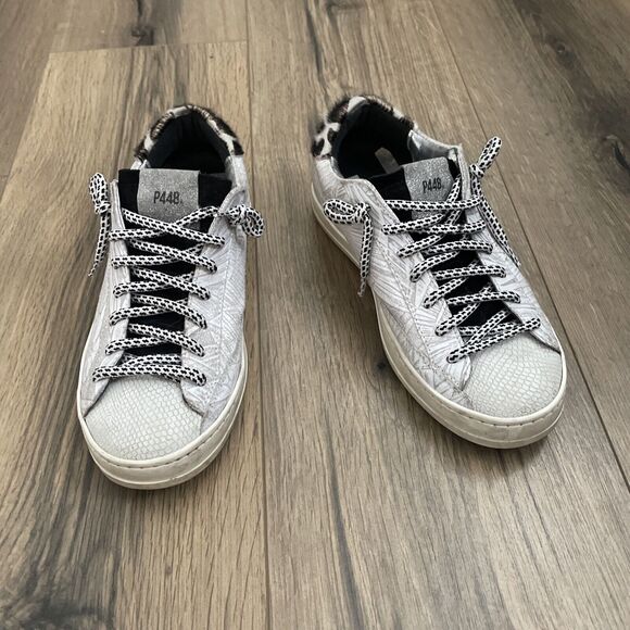 P448 Womens John Sneaker Size 37 Gray Leather Low Top Shoe